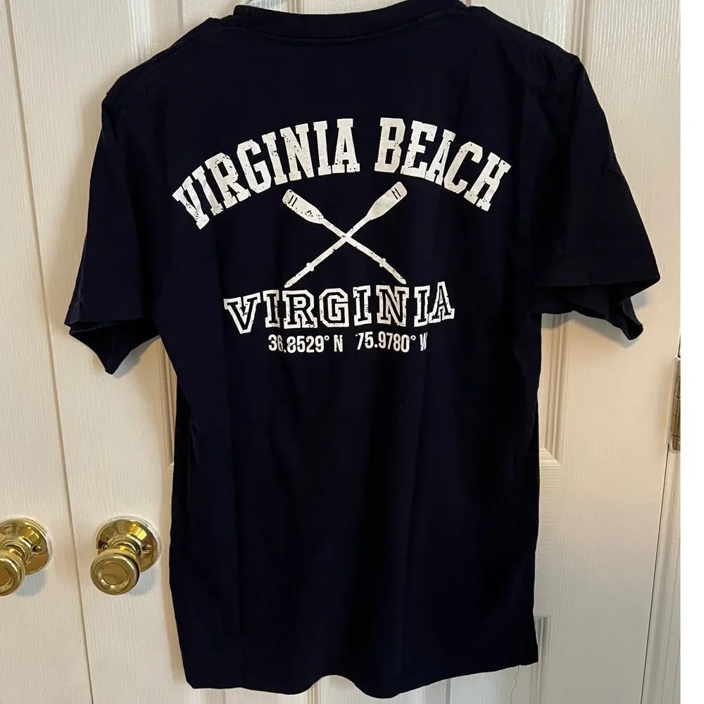 Virginia Beach Womens Small Navy Short‎ Sleeve Cotton Tee